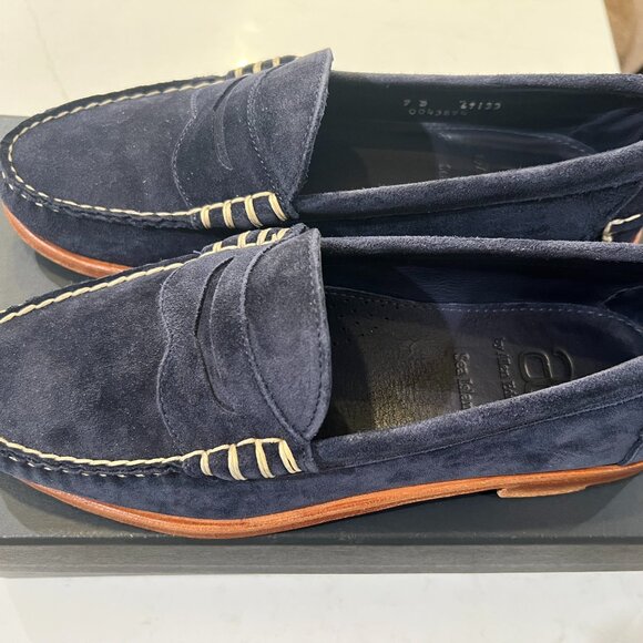 Allen Edmonds Sea Island Navy Blue Leather Penny Loafters main image 6